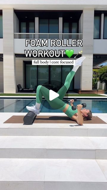 Jordan Artman on Instagram: "I have been LOVING quick outdoor workouts lately for a mid day mood booster🌴🌞SAVE this 15 min FULL BODY foam roller workout for your next at home Pilates style low impact movement✨do each exercise for 45 sec on 15 sec rest & repeat (im using a pair of 5lb dumbbells)💚  Especially if you feel neck pain or have a hard time engaging the lower core muscles during typical ab workouts, a foam roller is a great way to target the deep core & get in a super effective workout in a short period of time! Try it out & let me know what you think🫶 • Wearing @koshafit Shakti set in Palm✨ • #foamrollerworkout #athomepilates #athomeworkouts #workoutsforwomen #athomefitness #foamroller #foamrollerpilates" Pilates Foam Roller Exercises, Foam Roller Workout, Pilates Style, Pilates Foam Roller, At Home Pilates, Next At Home, Home Pilates, Roller Workout, Body Foam