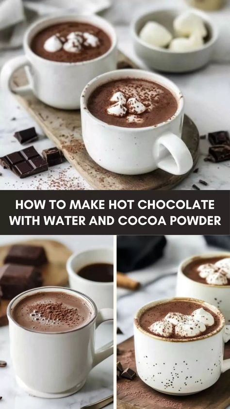 How To Make Hot Chocolate With Water And Cocoa Powder – Culinary Chase Diy Hot Chocolate Mix Recipes, Homemade Cocoa Powder, Hot Chocolate With Cocoa Powder, Homemade Summer Drinks, Chocolate Martini Recipe, Best Hot Chocolate Recipes, Vegan Hot Chocolate, Cocoa Drink, Dairy Free Treats