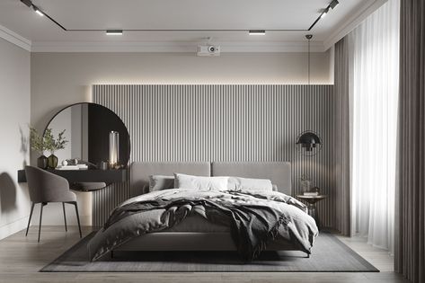 Greige Bedroom, Monochrome Bathroom, Modern Luxury Bedroom, Modern Bedroom Interior, Dekorasi Kamar Tidur, Luxury Bedroom Master, Bedroom Decor Design, Bedroom Bed Design, Bedroom Furniture Design