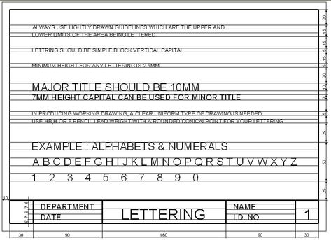 Engineering Drawing Assignment 1 / Lettering and Title Block Engineering Lettering Guide, Engineering Handwriting, Architecture Font Handwriting, Architecture Lettering Fonts, Architecture Title Block Design, Engineering Plates, Architecture Title Block, Title Block Design, Architecture Lettering