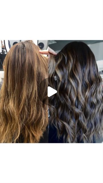 Adina Pignatare | BALAYAGE | HAIR VIDEOS | EDUCATOR on Instagram: "Everyone is obsessed about blonding placement but the magic is actually in depth & dimension 💣  This was a high impact REVERSE BALAYAGE. She wanted less blonde & more dark- that’s not always for everyone.   Most of my reverse balayages want to be still identify as blonde but with less maintenance and no hard lines!   This babe wants more dark than blonde. So I dragged the root down farther. Covered BIGGER areas for dimension!   @behindthechair_com  @thebtcteam #thebtcteam #btcreelquickie #behindthechair #lowmaintenancehair #brunettebalayage #brunettehair #livedinbrunette #balayagevideos #balayageeducation" Dark Reverse Balayage, Reverse Balayage Formula, Smudge Root Brunette, Blonde Back To Brunette, Reverse Balayage Brunette Dark Brown, Fall Bronde Balayage Dark Roots, Reversed Balayage, Reverse Balayage Before And After, Dark Blonde Hair Balayage