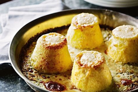 With the robust, earthy flavour of polenta, and the sharpness of rich Taleggio, you can't go wrong! Instant Polenta, Baked Polenta, Souffle Recipes, Twice Baked, Vegetarian Breakfast, Cereal Recipes, Polenta, Pavlova, Save Food