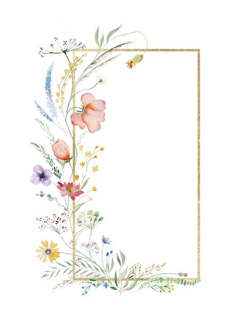 Greeting Illustration, Wildflower Drawing, Floral Wedding Invitation Suite, Wedding Greetings, Floral Cards Design, Watercolor Wildflowers, Visiting Card Design, Floral Border Design, Flower Wedding Invitation