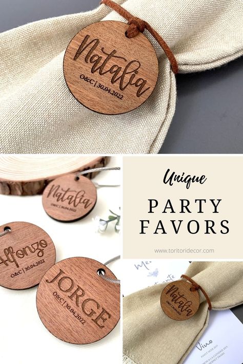 Dinner Party Place Cards, Party Place Cards, Place Cards Wedding, Unique Party Favors, Party Place, Wooden Keychain, Keychain Personalized, Party Dinner, Wedding Souvenirs