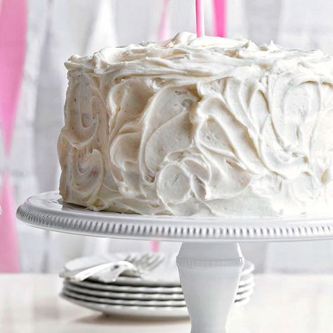 We think every day is a great day for our Classic Vanilla Cake! More of our best-ever spring recipes: http://www.bhg.com/recipes/from-better-homes-and-gardens/our-best-better-homes-and-gardens-spring-recipes/?socsrc=bhgpin051713classicvanillacake=11 Classic Vanilla Cake, Best Birthday Cake Recipe, Sour Cream Frosting, Chocolate Cream Cheese Frosting, Dessert Recipies, Vanilla Cake Recipe, Birthday Cake Recipe, Classic Cake, Cake Frosting