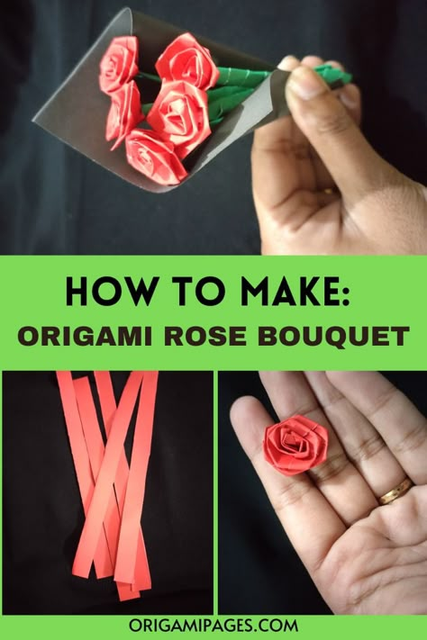 Create a stunning origami rose bouquet with this easy-to-follow guide! 🌹✨ Perfect for adding a personal touch to your home decor or gifting something truly unique, our step-by-step tutorial makes crafting beautiful paper roses a breeze. Ideal for DIY enthusiasts and those looking for memorable and eco-friendly gift ideas. Discover how to make elegant, everlasting blooms that will impress and delight. Dive into creative crafts and elevate your gift-giving game with these gorgeous origami roses! #OrigamiRoseBouquet #DIYHomeDecor #HandmadeGifts #CraftTutorial #PaperCrafts #EcoFriendlyGifts Quick Paper Flowers Easy Diy, Mini Paper Roses Diy, How To Make Small Paper Roses, Tiny Paper Flower Bouquet Diy, Origami Flower Stem, Mini Paper Flowers Diy Easy, Easy Paper Roses Diy Simple, Making Things Out Of Paper, Origami Bouquet Tutorial