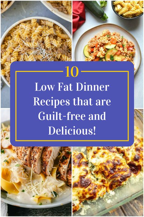 Collage of 4 low fat dinner recipes. Delicious Low Fat Recipes, Low Fat Dinners Healthy, Low Fat Meals For Cholesterol, Healthy Bland Meals, Low Fat Gallbladder Recipes, Fat Loss Dinner Recipes, Low Fat Dinner Recipes Gallbladder, Low Fat Low Cholesterol Recipes, Low Fat Dinner Ideas