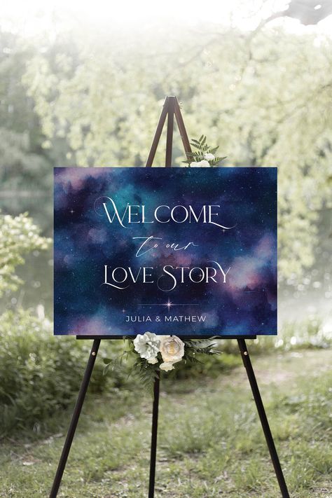 Cosmic Welcome Sign, Zodiac Astronomy Sign, Galactic Welcome, Space Stargazer theme, Space Welcome Sign, Galaxy Wedding, Cosmos