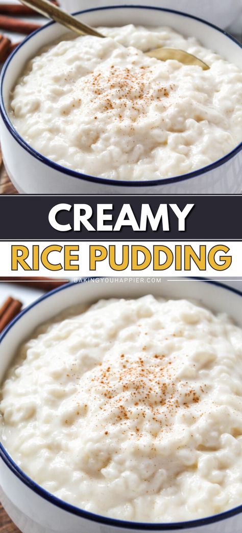 Creamy Rice Pudding, an old-fashioned recipe for Rice Pudding! This is an easy to follow recipe for the perfect creamy texture! Cozy Shack Rice Pudding Recipe, Rice Pudding No Egg, Recipe For Rice Pudding, Creamy Rice Pudding Recipe, Creamiest Rice Pudding Recipe, Homemade Rice Pudding, Easy Rice Pudding, Recipe For Rice, Indian Rice Pudding