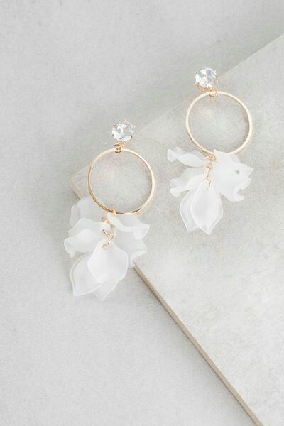 White statement earrings