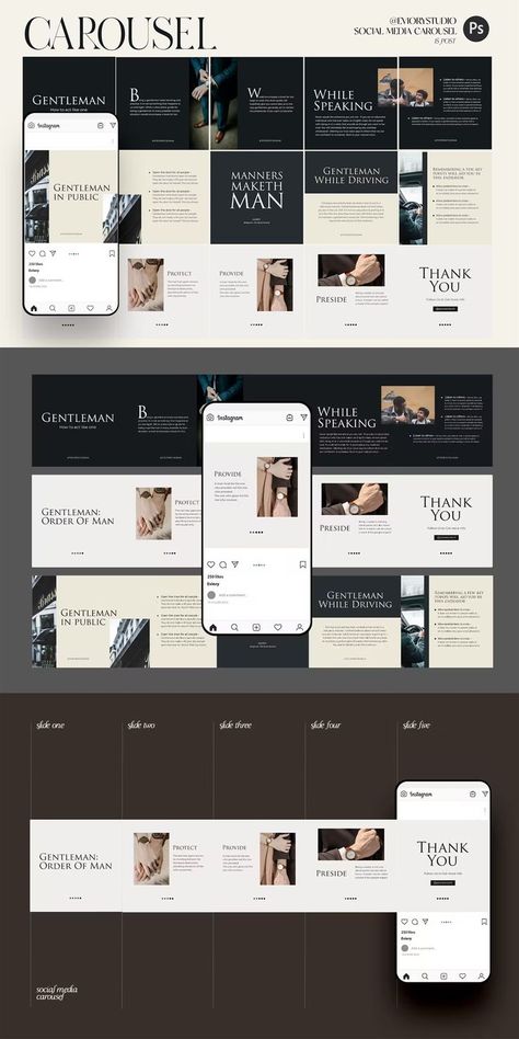 Gentleman Act - Instagram Carousel Templates PSD Carousel Template, Cafe Plan, Minimal Instagram, Instagram Carousel, Budget Planner Printable, Finance Planner, Media Sosial, Template Instagram, Marketing Campaign