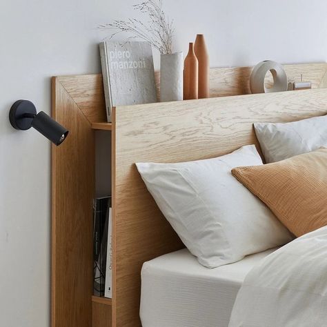 Beds With Headboards, Bed Without Headboard, Headboard With Shelves, Bed Shelves, Wooden Headboard, Headboard Designs, Headboard Storage, Bedroom Headboard, Headboards For Beds