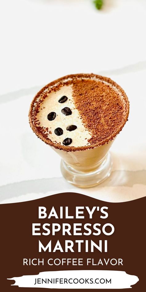 Bailey's Espresso Martini has a rich coffee flavor. This sophisticated blend of Ketel One vodka, Baileys Irish cream, and Kahlua is shaken with fresh espresso and a touch of simple syrup for a perfectly balanced cocktail. Garnished with a decadent layer of dark chocolate and whole coffee beans, it’s a luxurious treat for coffee lovers and cocktail enthusiasts alike. Espresso Martini Without Kahlua, Kahlua Espresso Martini, Espresso Martini Without Espresso, Baileys Espresso Martini Recipe, Espresso Martini With Baileys, Expresso Martinis, Creamy Espresso Martini, Coffee Martini Recipe, Chocolate Espresso Martini