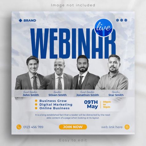 Live Webinar Poster, Panel Discussion Poster Design, Event Post Design, Webinar Ads, Webinar Ideas, Event Social Media Post, Webinar Social Media Post, Webinar Banner, Webinar Flyer