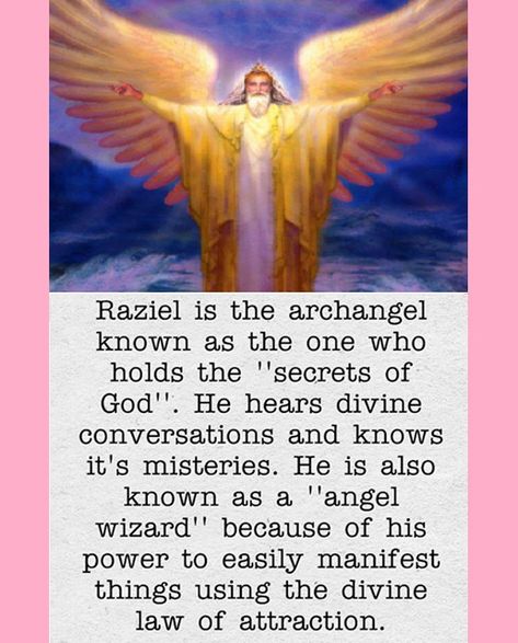 Heaven on Earth on Instagram: “Raziel is the archangel known as the one who holds the ''secrets of God''. He hears divine conversations and knows it's misteries. He is…” Guardian Angels Prayer, Archangel Prayers, Healing Angels, Angel Oracle Cards, Angel Guide, Angel Prayers, Angel Guidance, Saint Quotes, Angel Messages