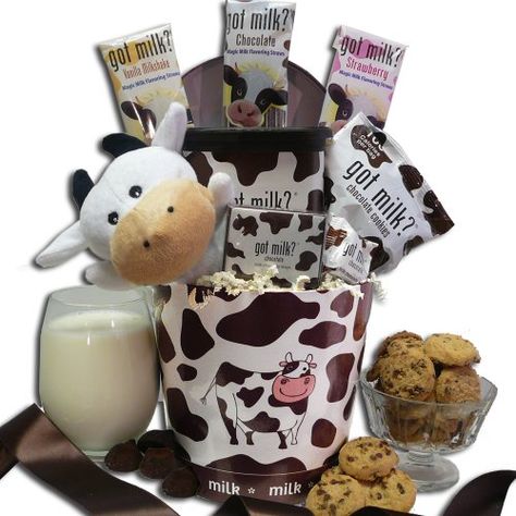 Appreciation Gift Baskets, Cookie Gift Baskets, Cookies Gift, Holiday Gift Baskets, Got Milk, Cow Gifts, Milk And Cookies, Milk N Cookies, Party Box