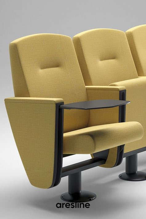 A chair on single central leg, extremely versatile seating option for conference rooms or auditorium. Seminar Room, Auditorium Chairs, Hotel Table, Meeting Hall, Auditorium Seating, Conference Room Chairs, Cinema Seats, Chairs Design, Conference Hall