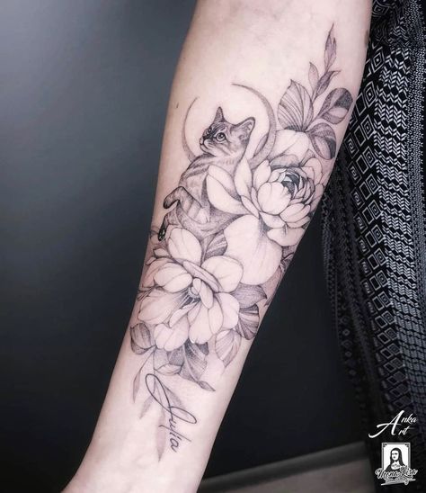 Dark Tatoos, Pet Memorial Tattoos, Wings Black And White, Ethereal Tattoos, Cat Portrait Tattoos, Colored Tattoo, Rose Tattoo Ideas, Lower Leg Tattoos, Cat Tattoo Ideas