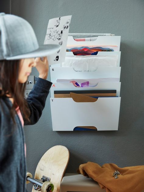 Work Folders, Wand Organizer, Cable Management Box, Letter Tray, Ikea Home, Cork Lid, Design Line, Curated Design, Wall Racks