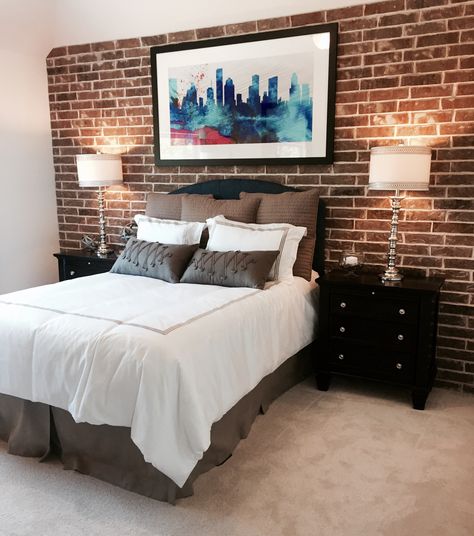 Brick Wall Behind Bed, Decorate Wall Behind Bed, Exposed Brick Walls Bedroom, How To Decorate Wall, Brick Wall Bedroom, Wall Behind Bed, Brick Bedroom, Decorate Wall, Solid Brick