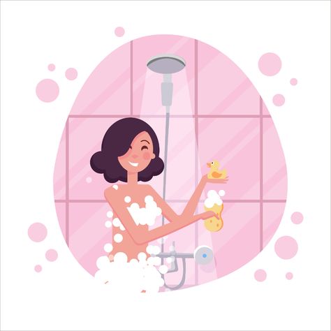 Download the Woman Washing Herself With Sponge In Shower, Part Of People In The Bathroom Doing Their Routine Hygiene Procedures Series. Flat cartoon vector illustration. 6050194 royalty-free Vector from Vecteezy for your project and explore over a million other vectors, icons and clipart graphics! Bathtime Illustration, Hygiene Illustration, Shower Illustration, Bathroom Drawing, Cleaning Icons, Post Sticker, Create This Book, Body Hygiene, Skincare Video