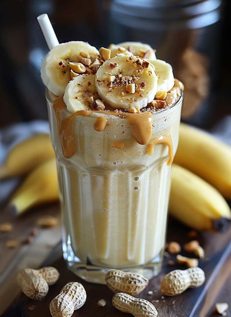 Vegan Peanut Butter Banana Smoothie—Organic & Gluten-Free. Banana And Peanut Butter Smoothie, Peanut Smoothie, Banana Peanut Butter Smoothie, Peanut Butter Banana Smoothie Recipe, Homemade Smoothies Recipes, Flaxseed Smoothie, Peanut Butter Banana Smoothie, Homemade Smoothies, Peanut Butter Oats