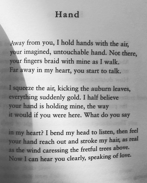 Kathy Rose O’Brien on Instagram: “Holding hands with the air... Carol Ann Duffy’s poem from her book ‘Rapture’ for your Sunday liturgy. . . . . #touch #hand #poetry…” Poems About Hands, These Hands Poem, Hand Written Poems, Hand Poetry, Anne Carson Poetry, Hand Poem, Carol Ann Duffy Poems, Hands Poem, Carol Ann Duffy Poetry