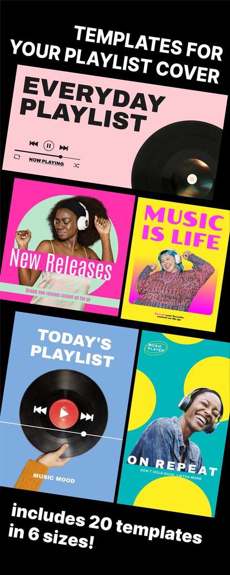 Style and design your own album or playlist covers with our easy to use create tool at rawpixel.com. Design away! Cover Templates, Playlist Covers, Backgrounds Wallpapers, Music Mood, Graphic Templates, Cover Template, Sony Music, Music Players, Spotify Playlist