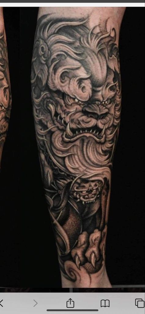 Asian Forearm Tattoo, Foodog Tattoo, Asian Tattoo Sleeve, Tattoo Perro, Japanese Forearm Tattoo, Cat Eye Tattoos, Black Crow Tattoos, Colorful Sleeve Tattoos, Foo Dog Tattoo Design