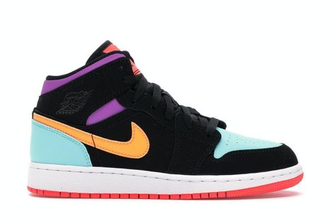 ibuysneakers - The best Sneakers at the best price Jordan 1 Multicolor, Air Jordan 1 Mid Gs, Pretty Sneakers, Nike Air Jordan 1 Mid, Nike Air Shoes, Modern Shoes, Air Jordan Sneakers, Fresh Shoes, Jordan Sneakers