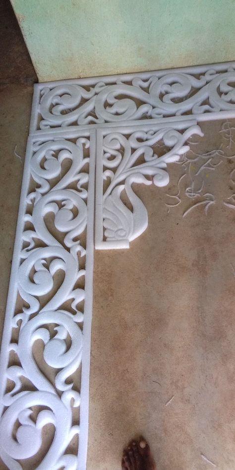 Tharmacol Art Decoration, Thermocol Craft Decoration For Wall, Thermocol Decoration, Thermocol Design, Thermocol Craft, Styrofoam Art, Foam Carving, Free Stencils Printables, Ganpati Decoration At Home