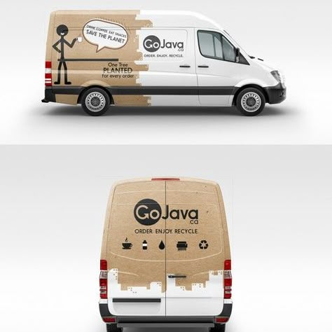 Runner-up design by Monira Mussabal Van Advertising Design, Business Van Design, Van Branding, Van Wrap Design, Van Wrap Design Ideas, Vehicle Graphics Branding, Vehicle Signage, Sticker Design Inspiration, Van Wrap