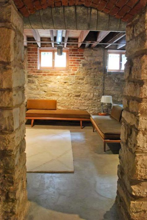 Stone Basement, Italianate House, Home Theater Basement, Colonial Remodel, Industrial Basement, Eclectic Industrial, Billiards Room, Exposed Ceilings, Dream Basement