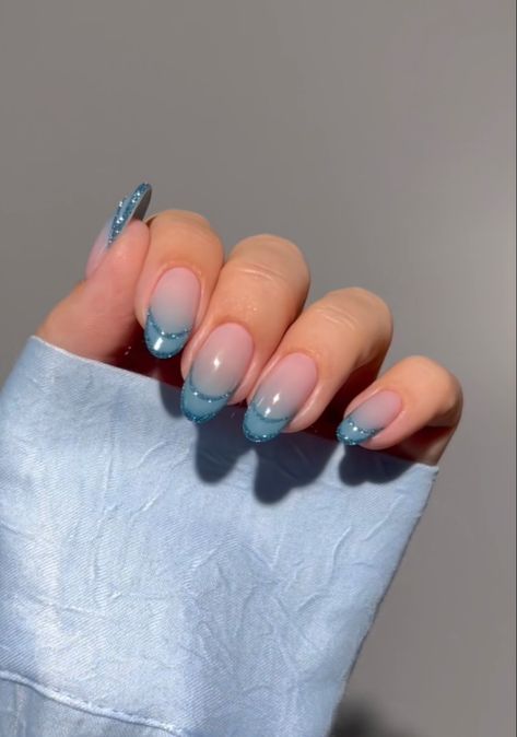 Ombre Nails Gel Polish, Ombre Nails Gel, Ombre French Nails, Glitter French Nails, Blue Ombre Nails, Wow Nails, Magic Nails, Ombre Nails Glitter, Blush Nails