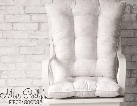 @mppg posted to Instagram: Snowy white fabric will not just provide a fantastic fresh backdrop for tons of other colors, but it will never go out of style! #whitefabric #misspollyspiecegoods **Our pictures are examples of work we've done in the past. For currently available fabrics, visit our Etsy shop. #customcushions #handmadecushion #handmadecushions #handmadeisbetter #handmadewithlove #handmadecurator #etsyshop #etsy Glider Replacement Cushions, Glider Rocker Cushions, Indoor Bench Cushions, Glider Cushions, Nursery Rocker, Custom Bench Cushion, Kids Rocking Chair, Glider Rocking Chair, Rocking Chair Cushions