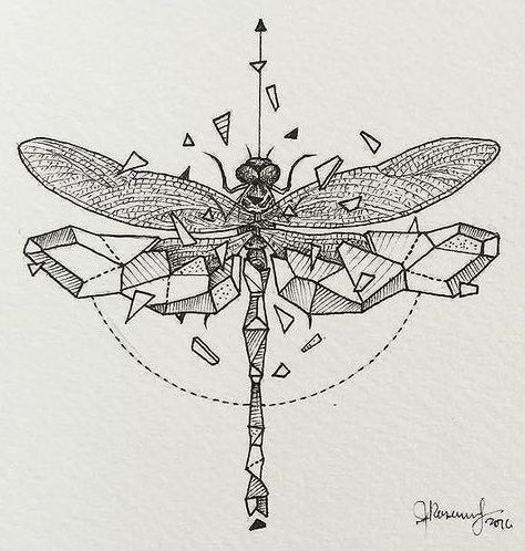 Tattoo Ideas Geometric, Geometric Tattoo Meaning, Geometric Animal Tattoo, Dragonfly Drawing, Heart Geometric, Flying Tattoo, Dragonfly Tattoo Design, Tattoo Heart, Trendy Tattoo