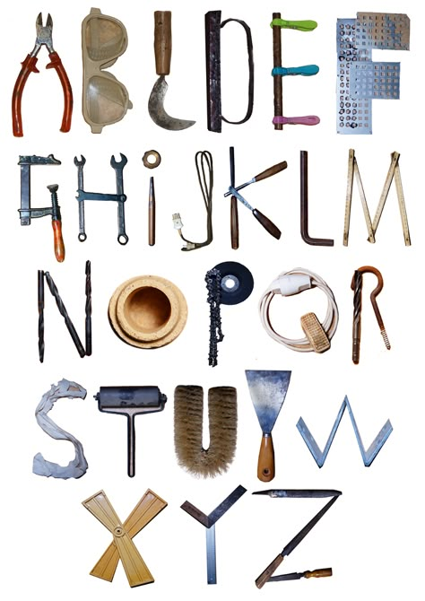 🛫ABC - Tools (98 characters) Object Typography, Scrapbooking Aesthetic, Scrapbooking Ideas Layouts, Scrapbooking Storage, Scrapbooking Retreats, Scrapbooking Materials, Cricut Scrapbooking, Experimental Typography, Scrapbook Storage