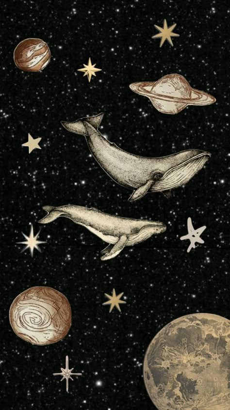 Whales Aesthetic, Path Illustration, Space Whale, Adventure Time Wallpaper, Space Phone Wallpaper, Aesthetic Space, Whale Art, Stars Moon, Flower Phone Wallpaper