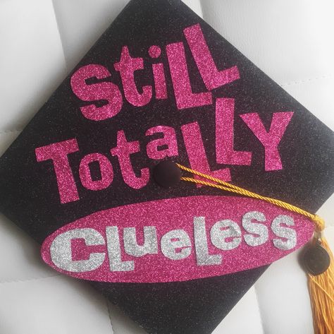 DIY Clueless Graduation Cap | 2016 Grad Cap Clueless Graduation Cap, High School Graduation Cap Designs, Diy Grad Cap, Disney Graduation Cap, Funny Graduation Caps, Creative Graduation Caps, Pink Graduation, Disney Graduation, College Grad Cap Ideas