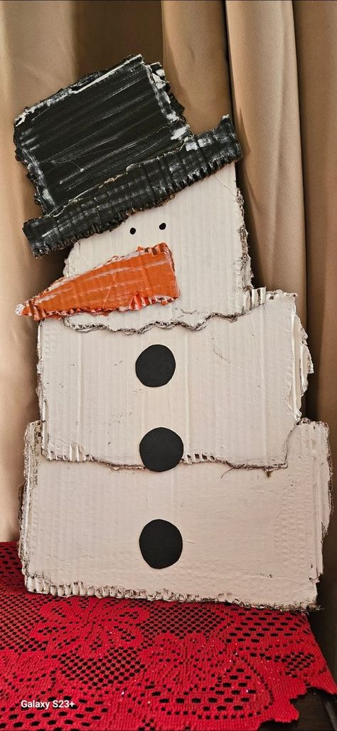 Recycle, Reuse and Repurpose! | Not elaborate, but I like him...my repurposed Amazon box😂❤️ | Facebook Cardboard Snowman, Winter Crafts Preschool, Amazon Box, Winter Preschool, I Like Him, Christmas Yard, Snowman Crafts, Adult Crafts, Craft Night