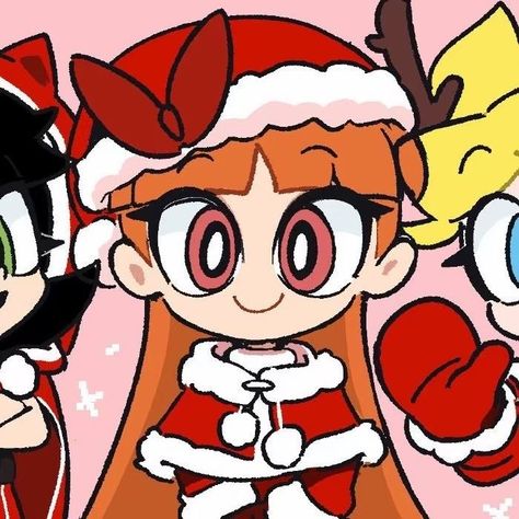 Anime 3 Best Friends, Christmas Profile Pictures, Matching Christmas Pfp Friends, Sister Wallpaper, Friend Cartoon, Drawings Of Friends, Cute Kawaii Drawings, Christmas Icons, Cute Cartoon Drawings