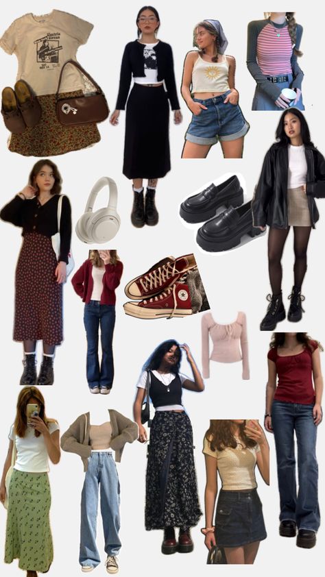 🖤🌸🧋💼🎒☕️ Dance Style Outfits, 90s Indie, Estilo Hipster, Downtown Outfits, Earthy Outfits, 90s Outfit, Fashion Capsule, Fashion Attire, Indie Outfits