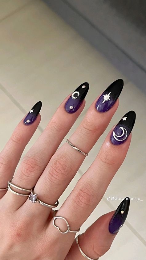 #BEAUTY, #RELATIONSHIPS #Fashion #Animals #Outfits #Winter Outfits #Animals Purple Witch Nails, Gel Ombre, Dark Purple Nails, Fall Acrylic, Witch Nails, Witchy Nails, December Nails, Punk Nails, Moon Nails