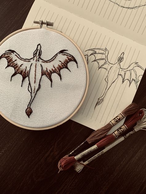 Fantasy embroidery🍄✨🐉🔮 #dragon #fantasy #embroidery Embroidery Fantasy Design, Dnd Embroidery Pattern, Targaryen Embroidery, Dnd Embroidery, Embroider Bag, Alt Embroidery, Dragon Embroidery Pattern, Fantasy Embroidery, Embroidery Fairy