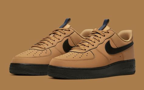 Available Now // Nike Adds Tongue Pulls and Micro Suede Finishes to the Air Force 1 Low for Fall - HOUSE OF HEAT | Sneaker News, Release Dates and Features Nike Brown Low-top Custom Sneakers, Nike Air Force 1 Low-top Leather Sneakers, Wheat Air Force 1, Brown Nike Air Force 1 Sneakers, Brown Leather Nike Air Force 1 For Sports, Nike Air Force 1 Synthetic Low-top Sneakers, Fall House, White Nike Shoes, Black Nike Shoes