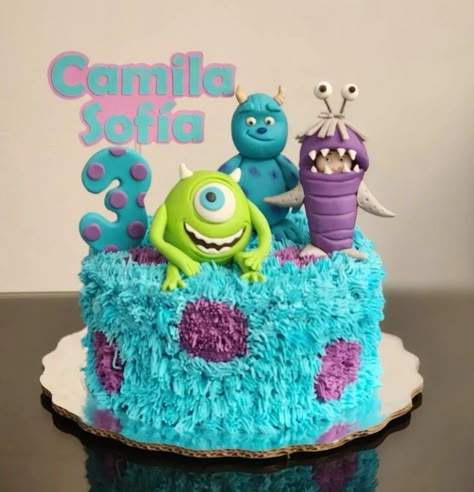 Monster Theme Birthday Cake, Monster Inc Cake Ideas, Pastel Monster Inc, Monster Inc Cake, Buu Monster Inc, Monsters Inc Cake, Monster Birthday Cakes, Monster Inc Cakes, One Tier Cake