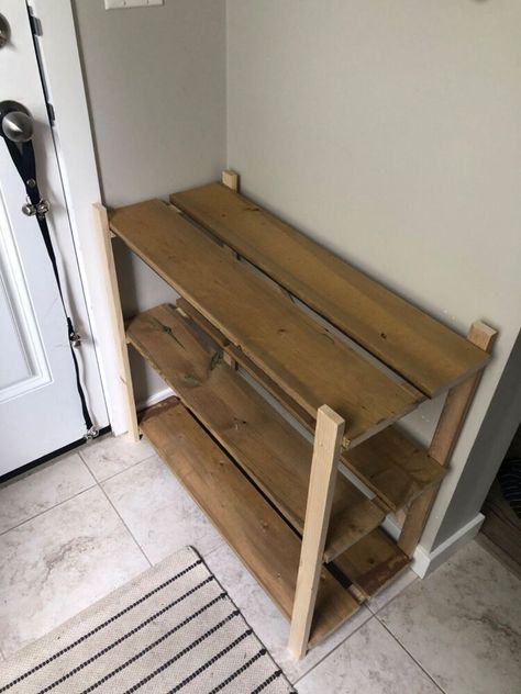 Closet Into A Pantry, Build A Shoe Rack, Shoe Shelf Diy, Outdoor Shoe Storage, Diy Plate Rack, Distressing Furniture, Homemade Shoes, Pantry Space, Upcycle Furniture