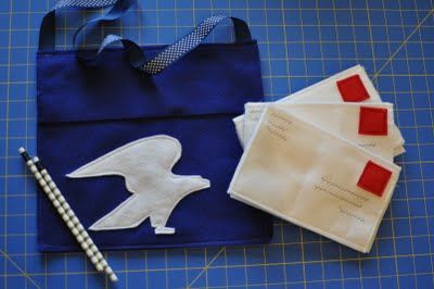 holy crud this is soooo cute! i remember playing postman for hours straight when we were little.. felt mail bag kit! Mail Carrier Bag, Diy Mail, Signed Sealed Delivered, Prop Box, Mother 3, Mail Bag, I'm Yours, Dramatic Play Centers, Mail Sign