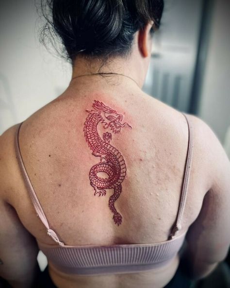 Red Ink Dragon Tattoo Red Ink Dragon Tattoo, Ink Dragon Tattoo, Red Ink Tattoo Ideas, Ink Tattoo Ideas, Ink Dragon, Dragon Tattoo Meaning, Red Tattoo Ideas, Red Ink Tattoo, Red Dragon Tattoo