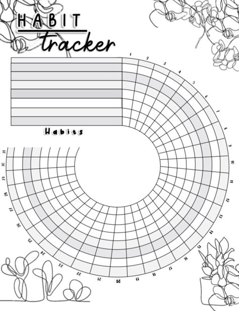 Circle Habit Tracker, Habit Tracker Wheel, Circular Habit Tracker, Habit Tracker Printable Monthly, Bullet Journal Templates, Habit Planner, Habit Tracker Bullet Journal, Habit Tracker Printable, Journal Templates